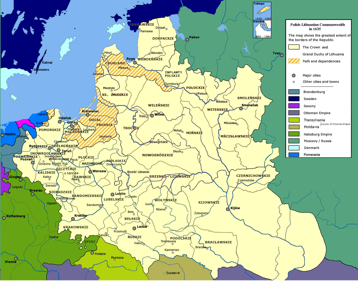 Mapa Rzeczypospolitej Obojga Narodów 1635